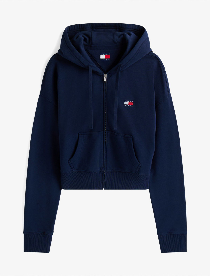 Tommy Jeans Crop Kadın Mavi Fermuarlı Hoodie Tommy Jeans Crop Kadın Mavi Fermuarlı Hoodie