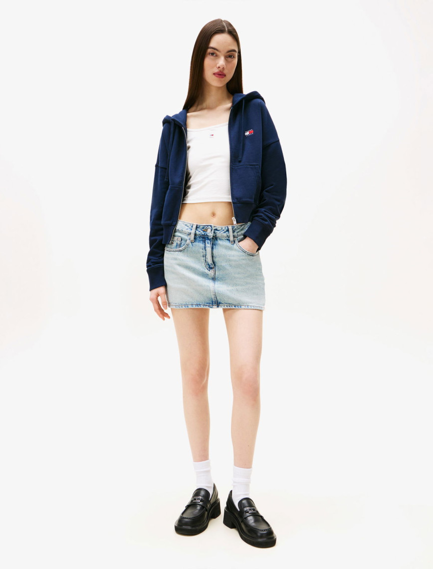 Tommy Jeans Crop Kadın Mavi Fermuarlı Hoodie Tommy Jeans Crop Kadın Mavi Fermuarlı Hoodie