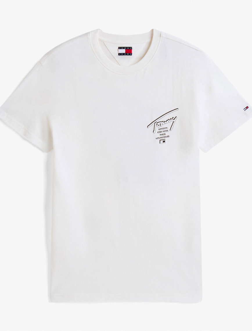 Tommy Jeans Regular Sign City Erkek Beyaz T-Shirt Tommy Jeans Regular Sign City Erkek Beyaz T-Shirt