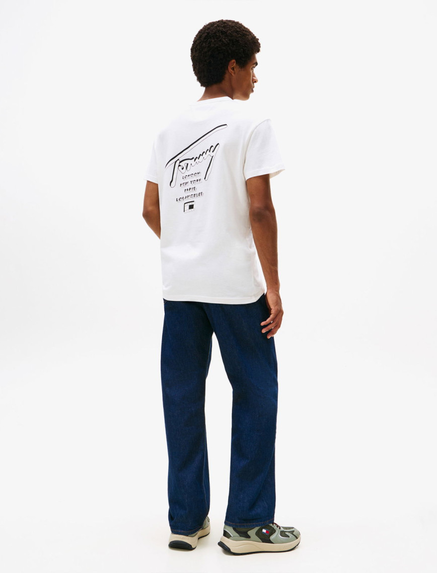 Tommy Jeans Regular Sign City Erkek Beyaz T-Shirt Tommy Jeans Regular Sign City Erkek Beyaz T-Shirt