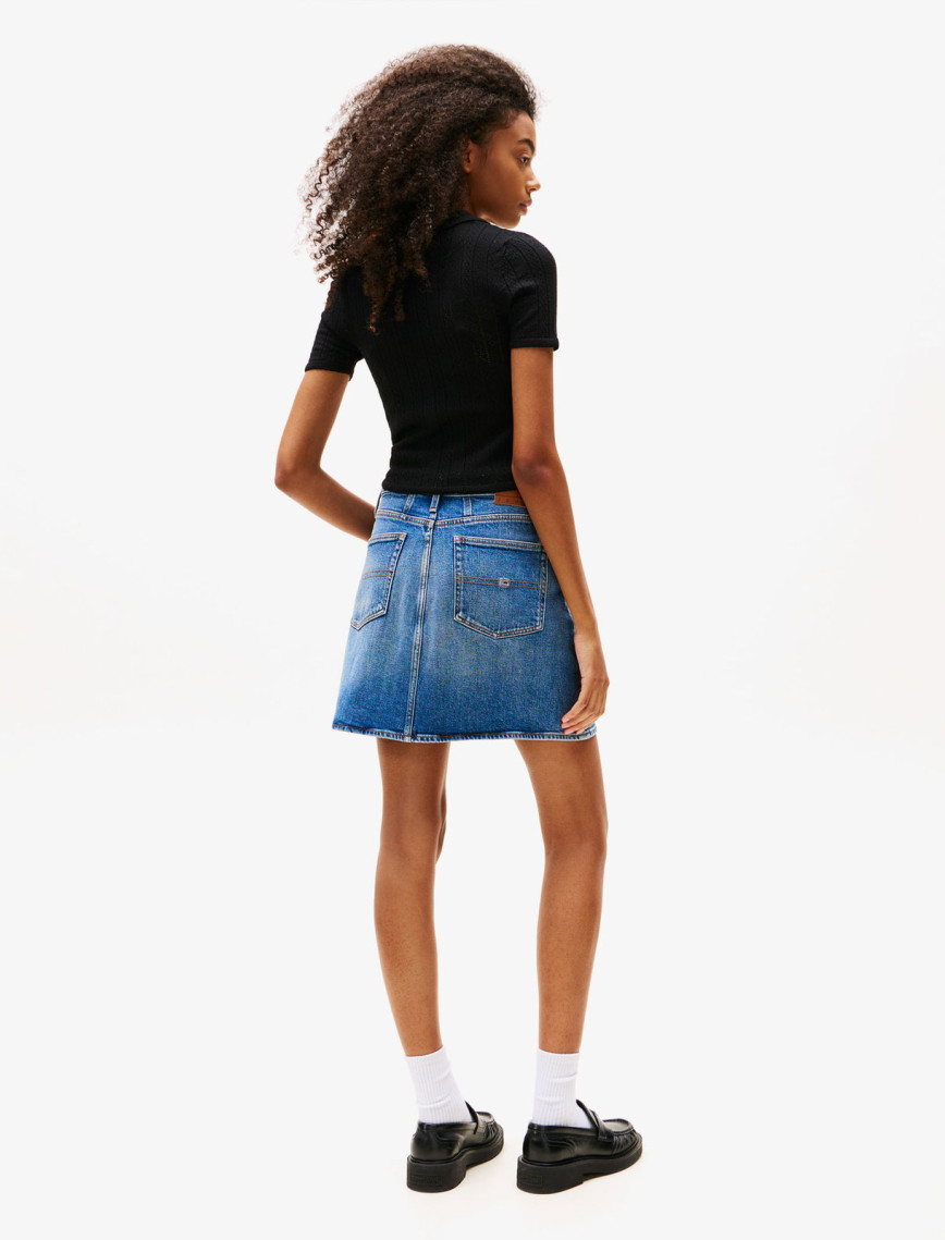 Tommy Jeans Pointelle Kadın Siyah Triko Polo Tommy Jeans Pointelle Kadın Siyah Triko Polo