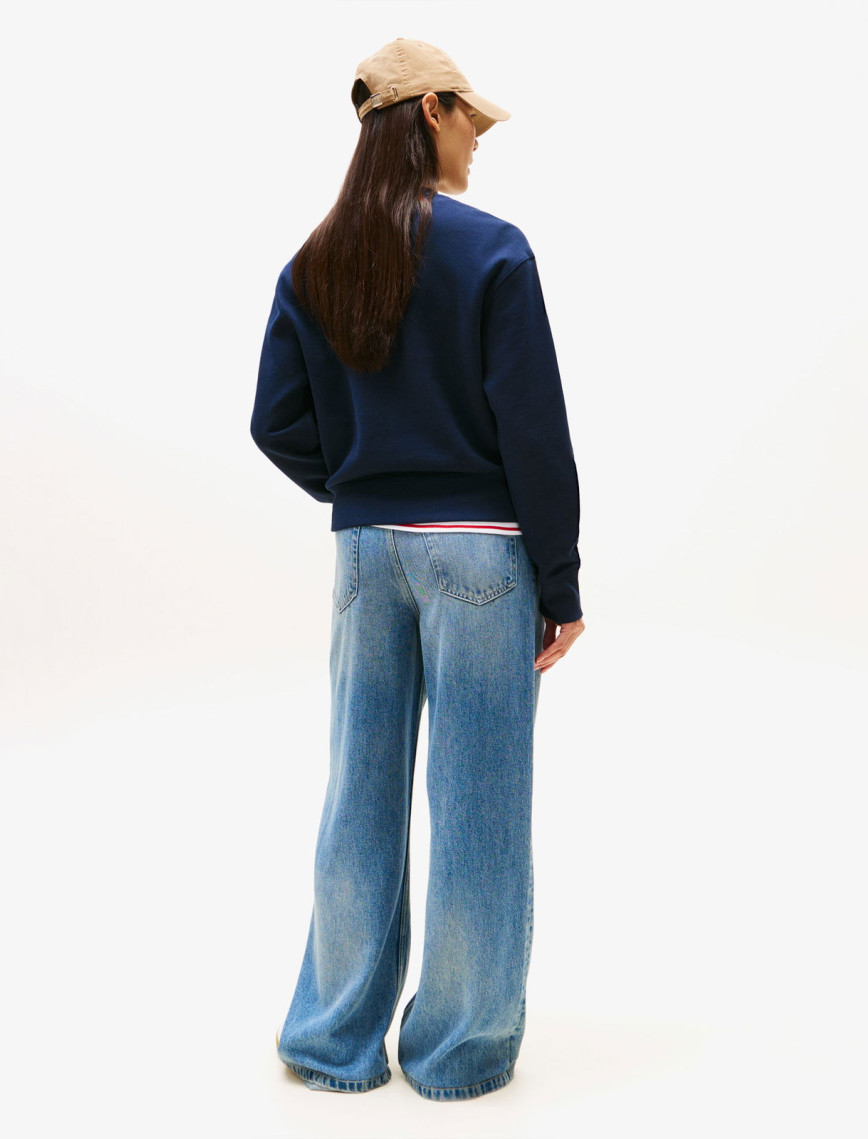 Tommy Hilfiger Lurex Script Regular Kadın Mavi Sweatshirt Tommy Hilfiger Lurex Script Regular Kadın Mavi Sweatshirt