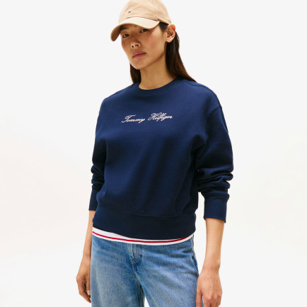 Tommy Hilfiger Lurex Script Regular Kadın Mavi Sweatshirt Tommy Hilfiger Lurex Script Regular Kadın Mavi Sweatshirt