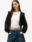 Tommy Jeans Relax Crop S-Flag Kadın Kahverengi Fermuarlı Hoodie