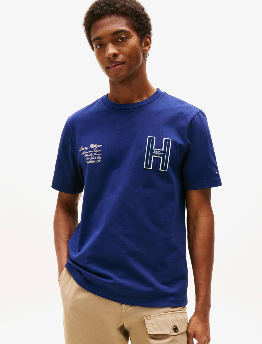 Tommy Hilfiger Varsity Erkek Mavi T-Shirt Tommy Hilfiger Varsity Erkek Mavi T-Shirt