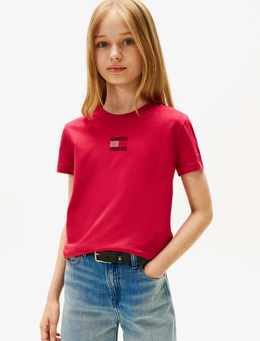 Tommy Hilfiger Rhine Stone Flag Çocuk Mavi T-Shirt Tommy Hilfiger Rhine Stone Flag Çocuk Mavi T-Shirt