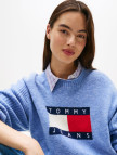Tommy Jeans Melange Flag Kadın Mavi Kazak Tommy Jeans Melange Flag Kadın Mavi Kazak