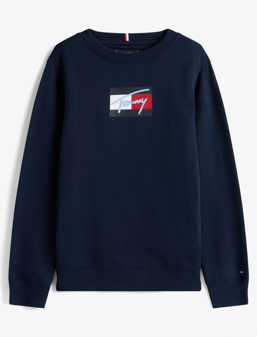 Tommy Hilfiger Script Flag Çocuk Mavi Sweatshirt Tommy Hilfiger Script Flag Çocuk Mavi Sweatshirt