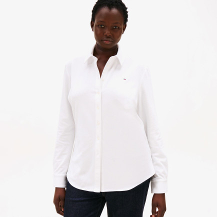 Tommy Hilfiger 1985 Slim Pique Kadın Beyaz Gömlek Tommy Hilfiger 1985 Slim Pique Kadın Beyaz Gömlek