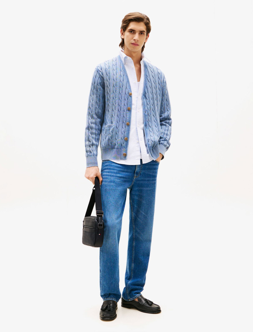 Tommy Hilfiger Monogram Reporter Erkek Siyah Çapraz Çanta