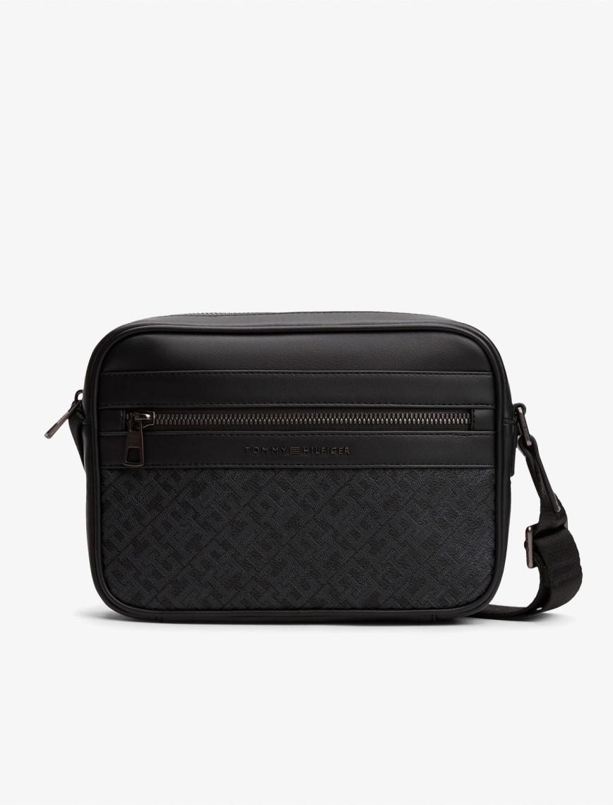 Tommy Hilfiger Monogram Reporter Erkek Siyah Çapraz Çanta