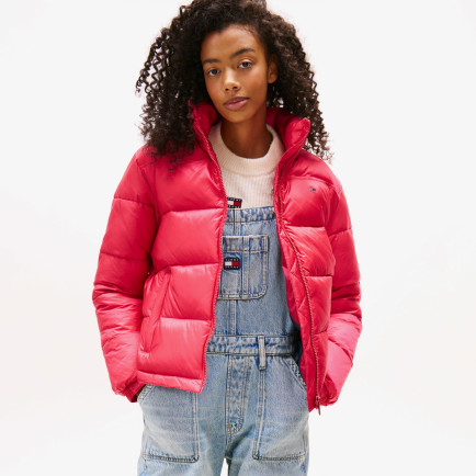 Tommy Jeans Hood Essentials Kadın Pembe Puffer Mont Tommy Jeans Hood Essentials Kadın Pembe Puffer Mont