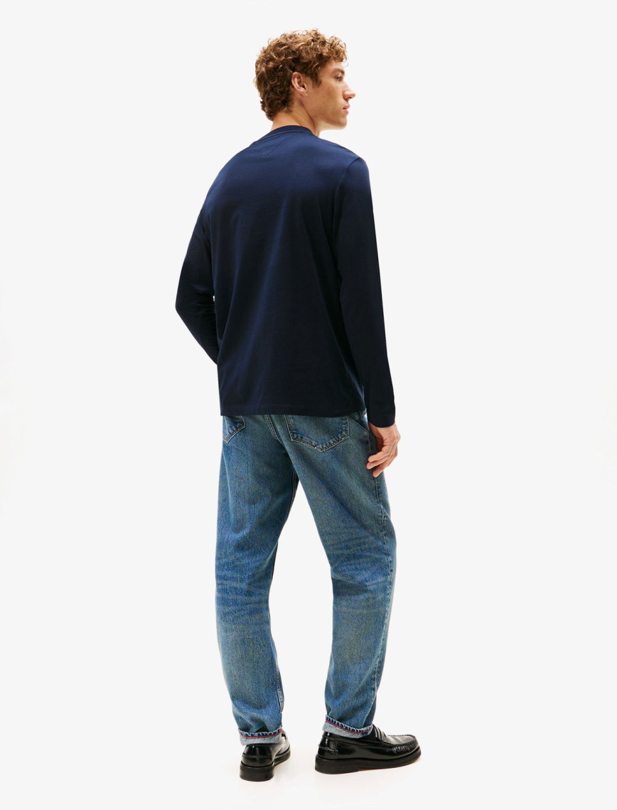 Tommy Hilfiger Linear Flag Graphic Erkek Mavi Uzun Kollu T-shirt Tommy Hilfiger Linear Flag Graphic Erkek Mavi Uzun Kollu T-shirt