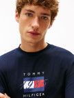 Tommy Hilfiger Linear Flag Graphic Erkek Mavi Uzun Kollu T-shirt Tommy Hilfiger Linear Flag Graphic Erkek Mavi Uzun Kollu T-shirt