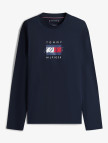 Tommy Hilfiger Linear Flag Graphic Erkek Mavi Uzun Kollu T-shirt Tommy Hilfiger Linear Flag Graphic Erkek Mavi Uzun Kollu T-shirt