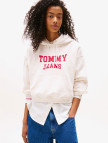 Tommy Jeans Crop Varsity Kadın Beyaz Hoodie Tommy Jeans Crop Varsity Kadın Beyaz Hoodie