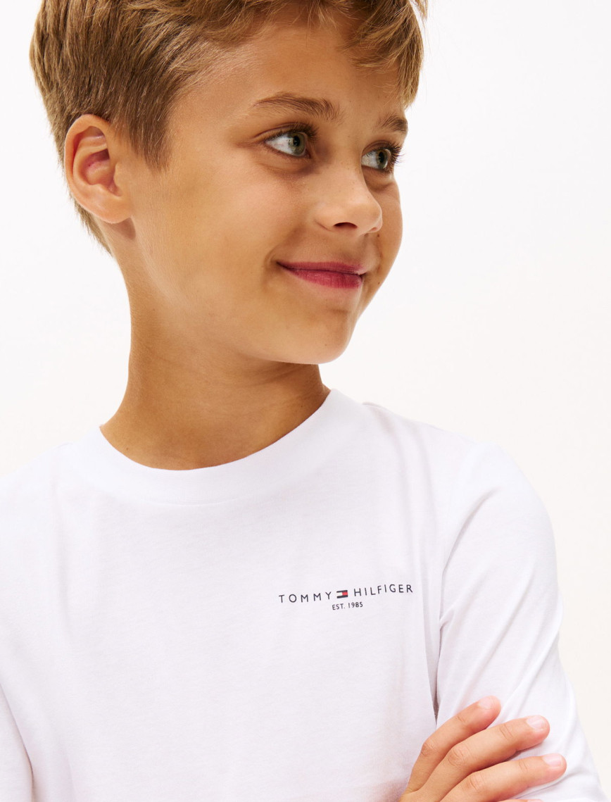 Tommy Hilfiger Mini Corp Çocuk Beyaz Uzun Kollu T-shirt Tommy Hilfiger Mini Corp Çocuk Beyaz Uzun Kollu T-shirt