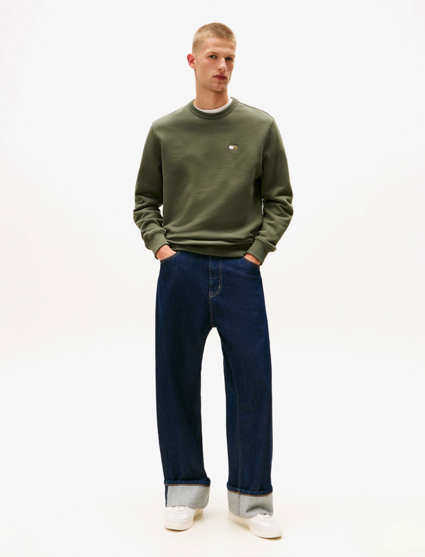 Tommy Jeans Regular Badge Erkek Yeşil Sweatshirt Tommy Jeans Regular Badge Erkek Yeşil Sweatshirt