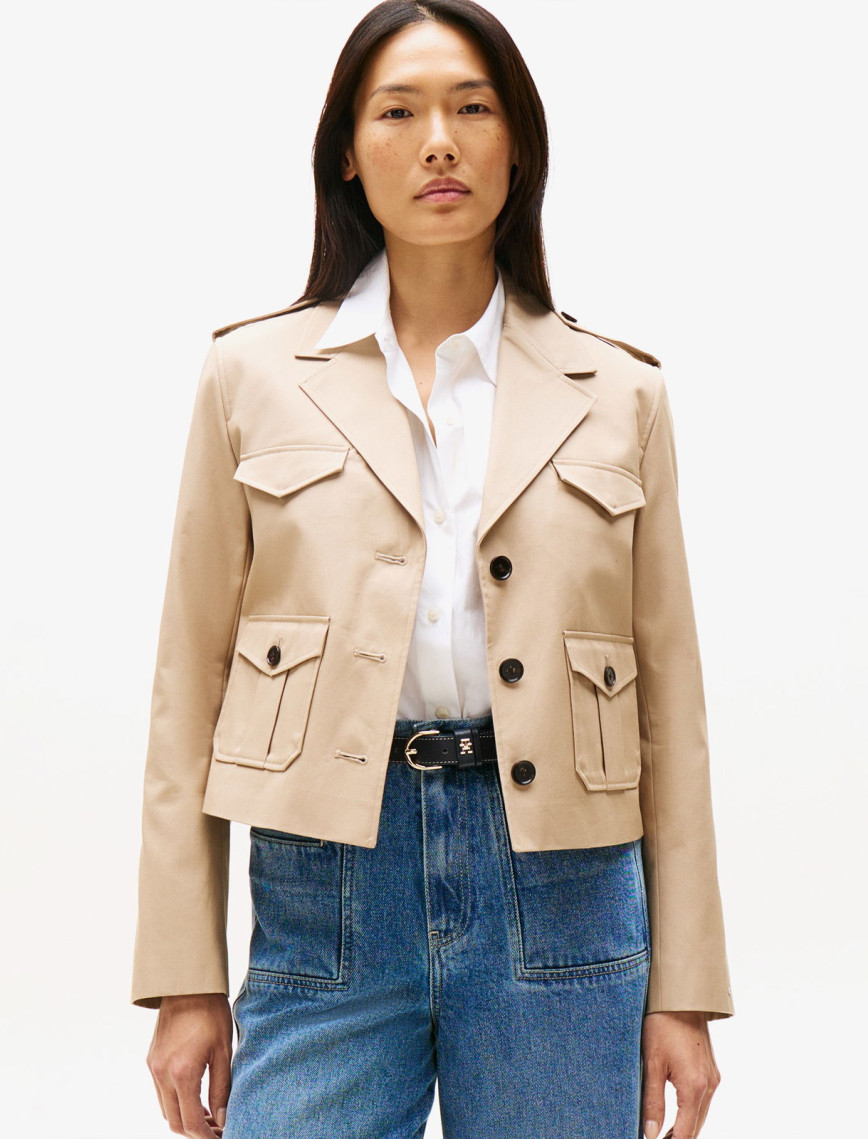 Tommy Hilfiger Cotton Regular Lady Kadın Bej Blazer Ceket Tommy Hilfiger Cotton Regular Lady Kadın Bej Blazer Ceket