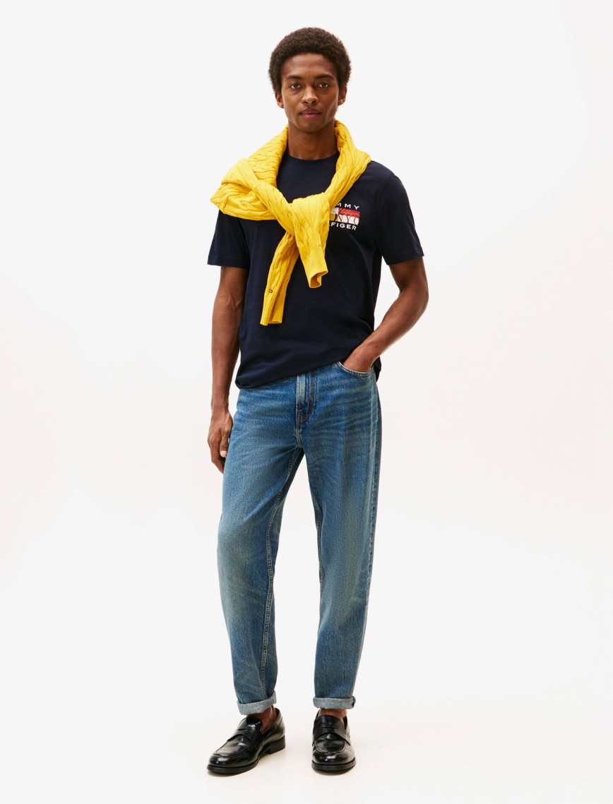 Tommy Hilfiger Colour Flag Erkek Lacivert T-Shirt Tommy Hilfiger Colour Flag Erkek Lacivert T-Shirt