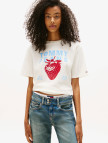 Tommy Jeans Relax Strawberry Kadın Beyaz T-Shirt Tommy Jeans Relax Strawberry Kadın Beyaz T-Shirt