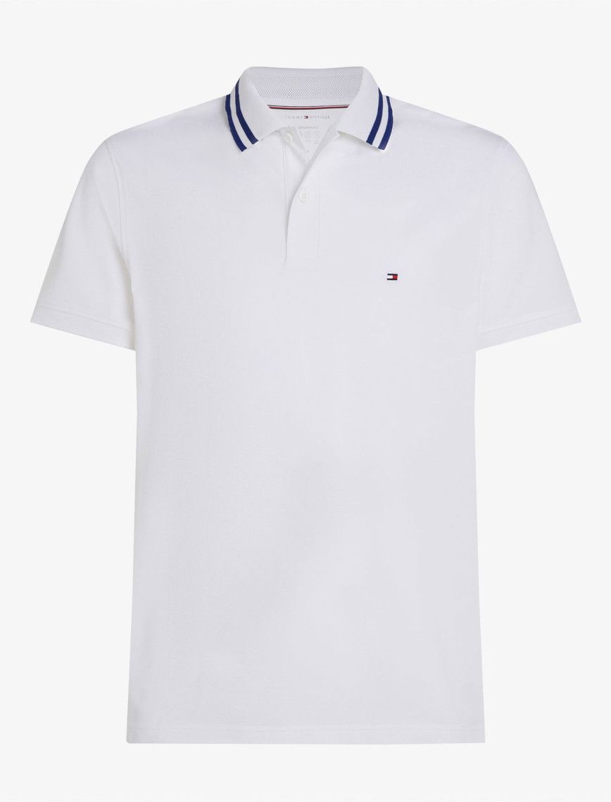Tommy Hilfiger Performance Pique Regular Tipped Erkek Beyaz Polo Tommy Hilfiger Performance Pique Regular Tipped Erkek Beyaz Polo
