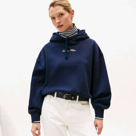 Tommy Hilfiger Classic Script Kadın Mavi Hoodie Tommy Hilfiger Classic Script Kadın Mavi Hoodie