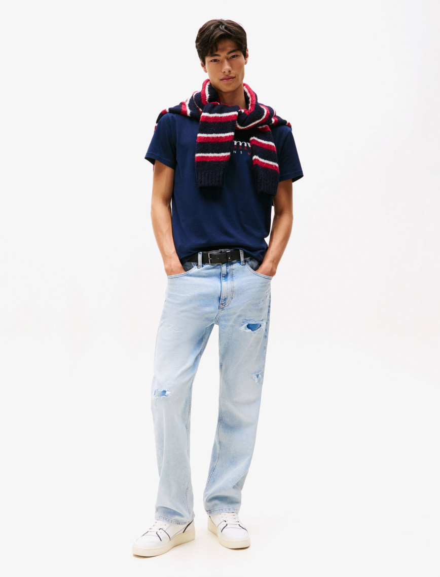 Tommy Jeans Regular Erkek Mavi T-Shirt Tommy Jeans Regular Erkek Mavi T-Shirt