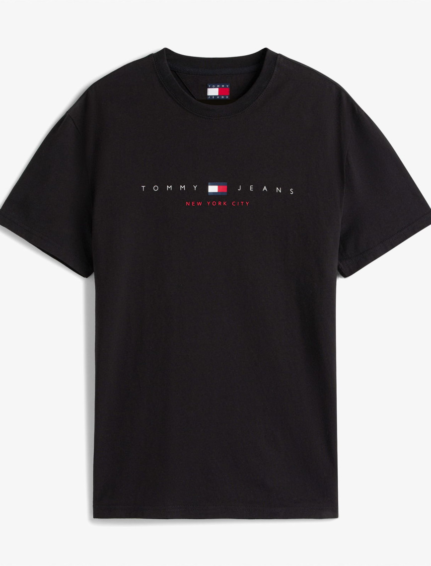 Tommy Jeans Regular Flag Linear Erkek Siyah T-Shirt Tommy Jeans Regular Flag Linear Erkek Siyah T-Shirt