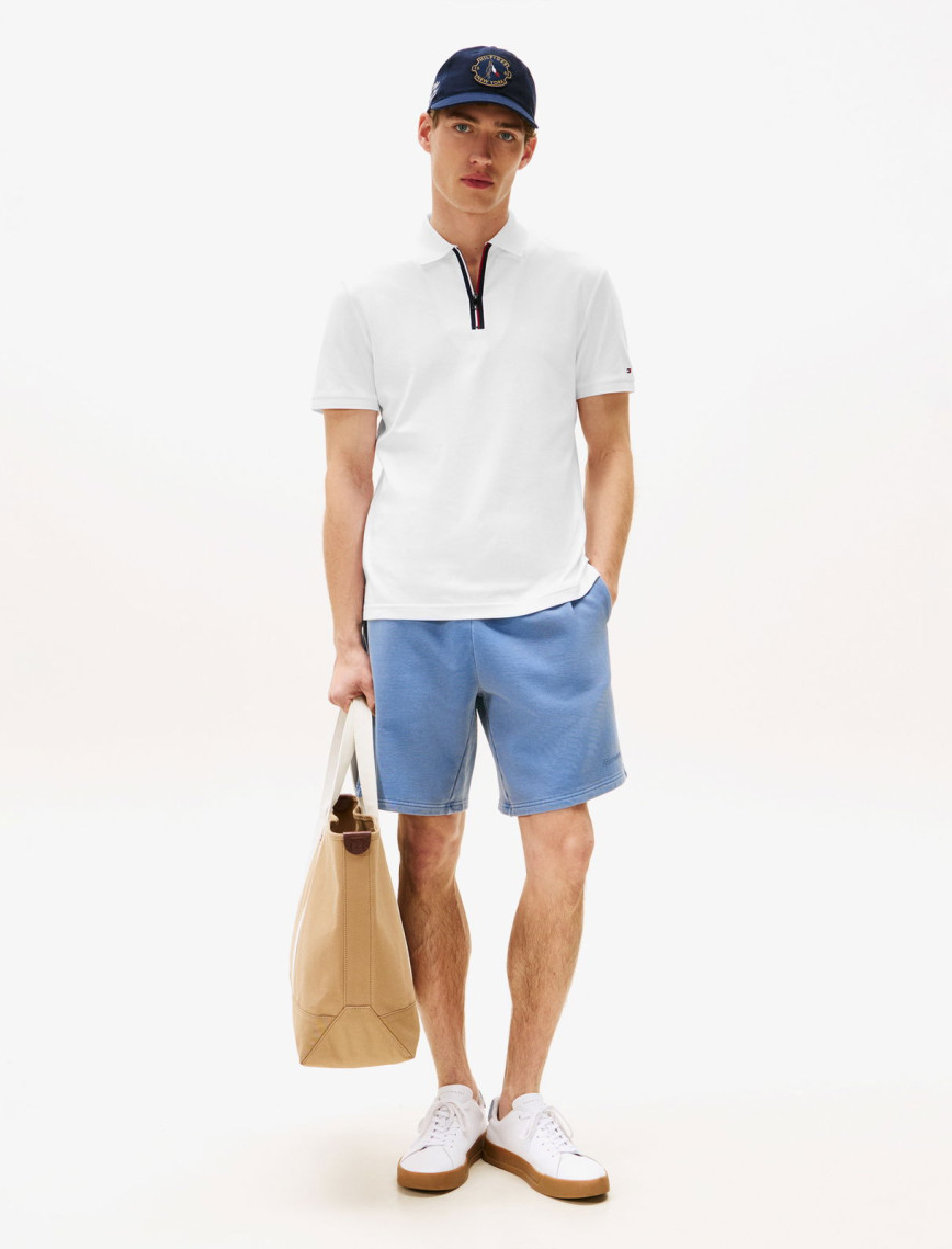 Tommy Hilfiger Interlock Zip Regular Erkek Beyaz Polo Tommy Hilfiger Interlock Zip Regular Erkek Beyaz Polo