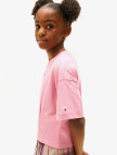 Tommy Hilfiger Mini Logo Shiny Rubber Çocuk Pembe T-Shirt Tommy Hilfiger Mini Logo Shiny Rubber Çocuk Pembe T-Shirt