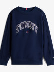 Tommy Hilfiger Varsity Raised Print Çocuk Mavi Sweatshirt Tommy Hilfiger Varsity Raised Print Çocuk Mavi Sweatshirt