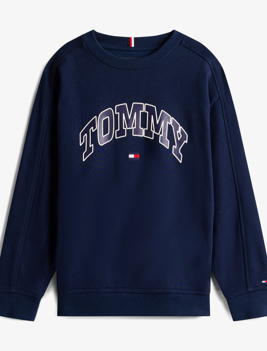 Tommy Hilfiger Varsity Raised Print Çocuk Mavi Sweatshirt Tommy Hilfiger Varsity Raised Print Çocuk Mavi Sweatshirt