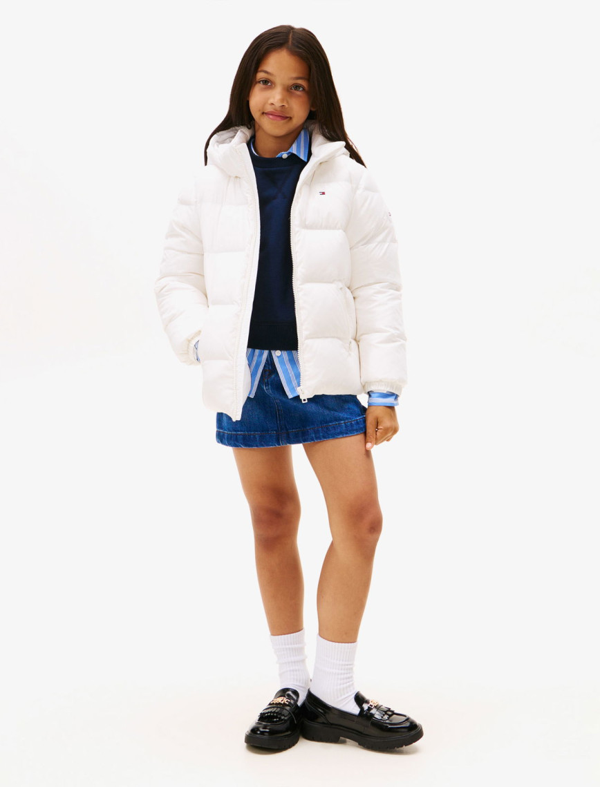 Tommy Hilfiger Essential Down Çocuk Beyaz Puffer Mont