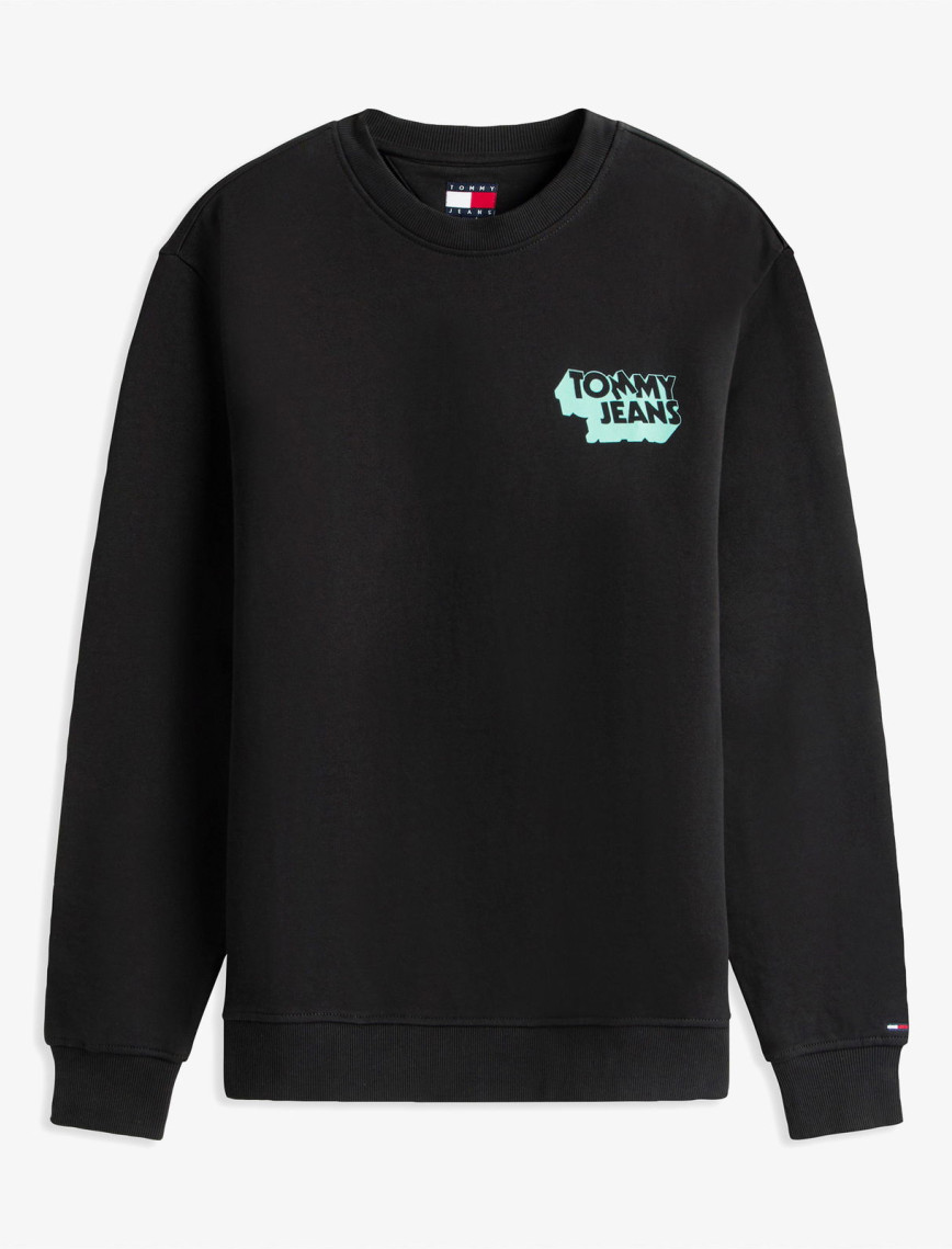 Tommy Jeans Regular Stack Erkek Siyah Sweatshirt Tommy Jeans Regular Stack Erkek Siyah Sweatshirt