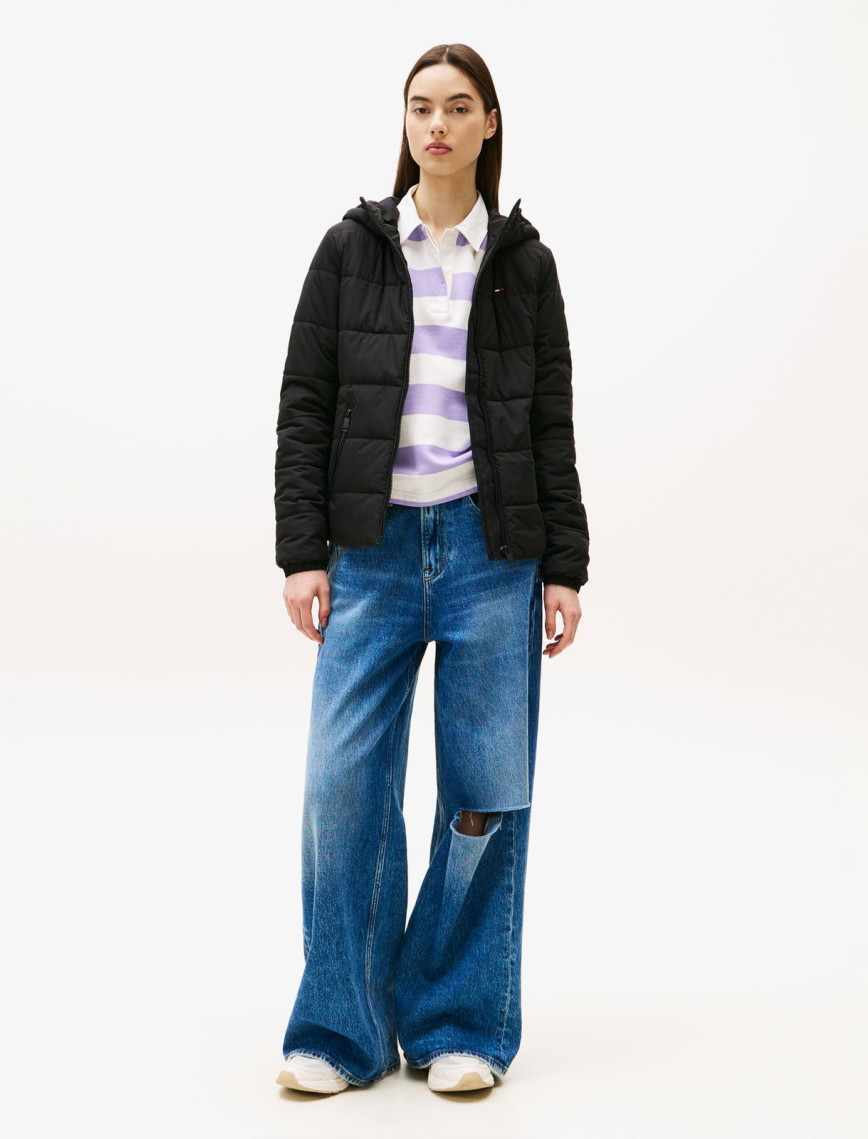 Tommy Jeans Slim Padded Kadın Siyah Puffer Mont Tommy Jeans Slim Padded Kadın Siyah Puffer Mont