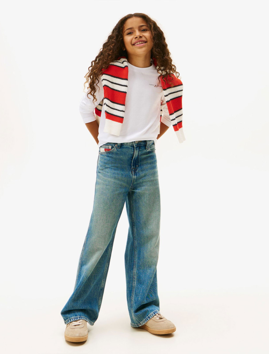 Tommy Hilfiger Mini Corp Çocuk Beyaz Uzun Kollu T-shirt Tommy Hilfiger Mini Corp Çocuk Beyaz Uzun Kollu T-shirt