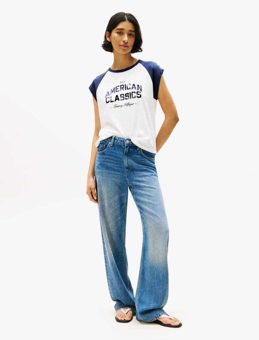 Tommy Hilfiger Varsity Raglan Kadın Beyaz T-Shirt