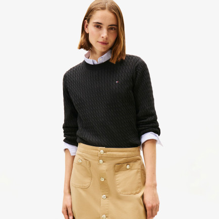 Tommy Hilfiger Cable Kadın Siyah Kazak Tommy Hilfiger Cable Kadın Siyah Kazak