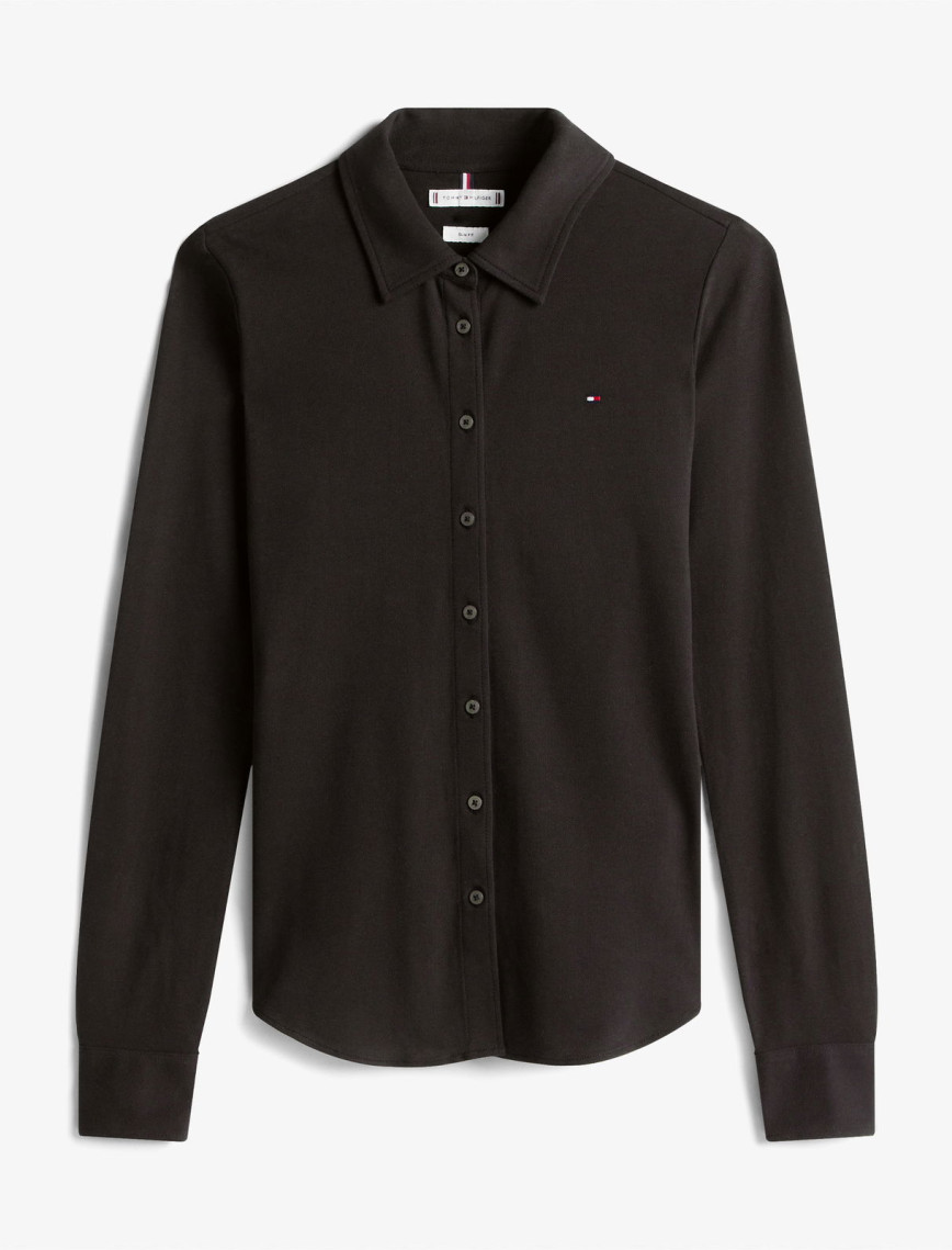 Tommy Hilfiger 1985 Slim Pique Kadın Siyah Gömlek Tommy Hilfiger 1985 Slim Pique Kadın Siyah Gömlek