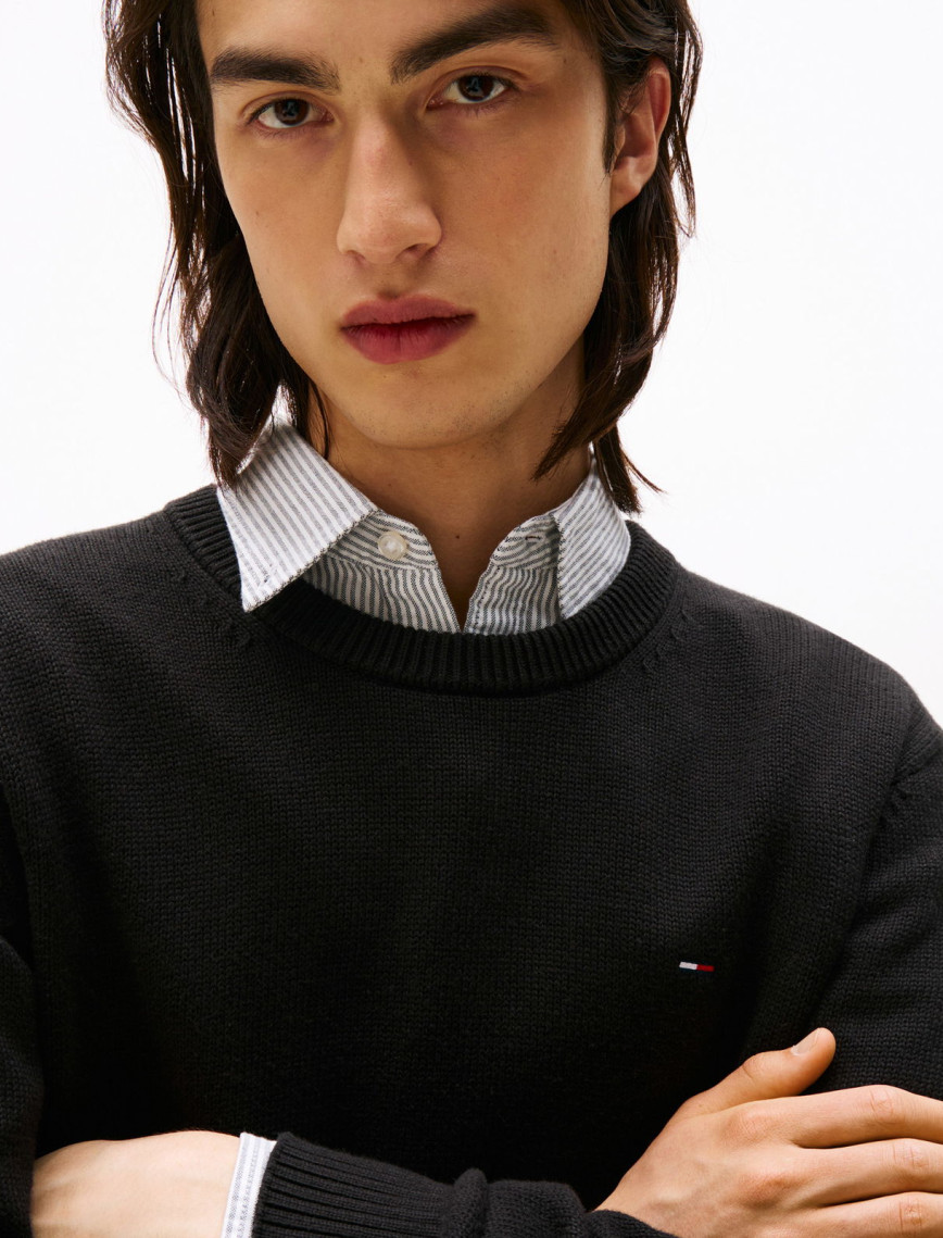 Tommy Jeans Slim Essentials Erkek Siyah Kazak Tommy Jeans Slim Essentials Erkek Siyah Kazak