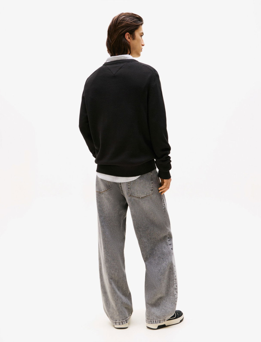 Tommy Jeans Slim Essentials Erkek Siyah Kazak Tommy Jeans Slim Essentials Erkek Siyah Kazak