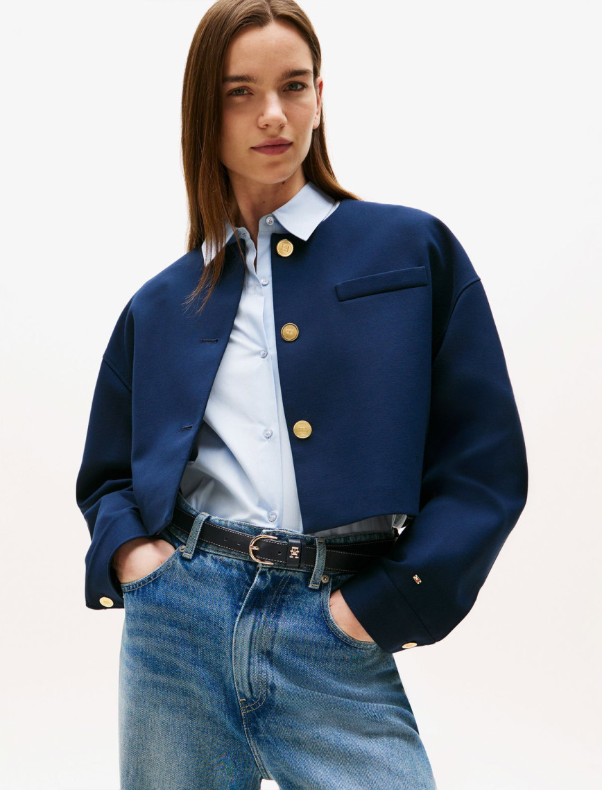 Tommy Hilfiger Punto Crop Lady Kadın Mavi Blazer Ceket Tommy Hilfiger Punto Crop Lady Kadın Mavi Blazer Ceket