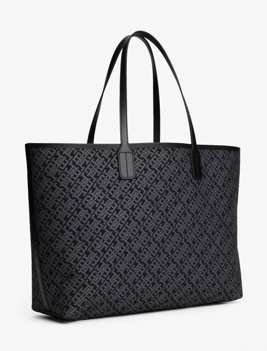 Tommy Hilfiger Icon Jacquard Kadın Siyah Tote Çanta Tommy Hilfiger Icon Jacquard Kadın Siyah Tote Çanta