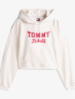 Tommy Jeans Crop Varsity Kadın Beyaz Hoodie Tommy Jeans Crop Varsity Kadın Beyaz Hoodie