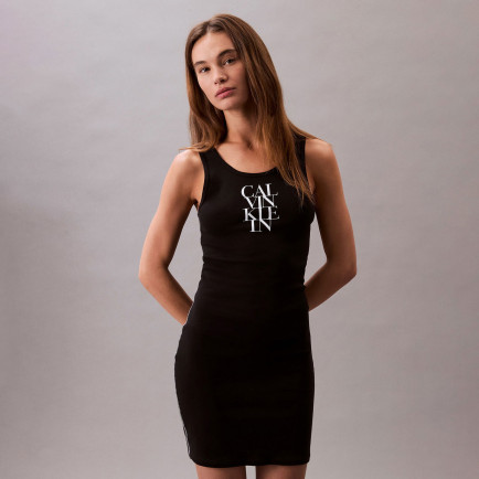 Calvin Klein Cotton Tank Kadın Siyah Elbise Calvin Klein Cotton Tank Kadın Siyah Elbise