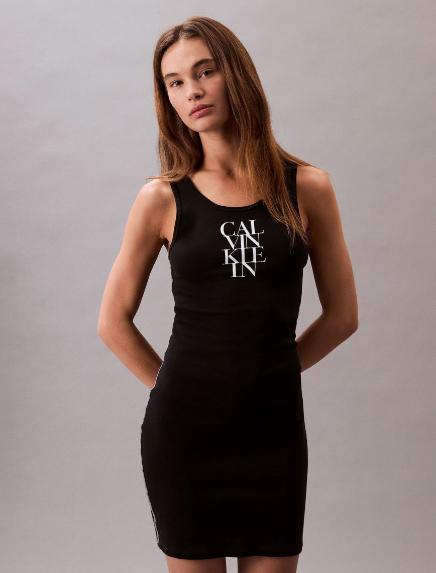 Calvin Klein Cotton Tank Kadın Siyah Elbise Calvin Klein Cotton Tank Kadın Siyah Elbise