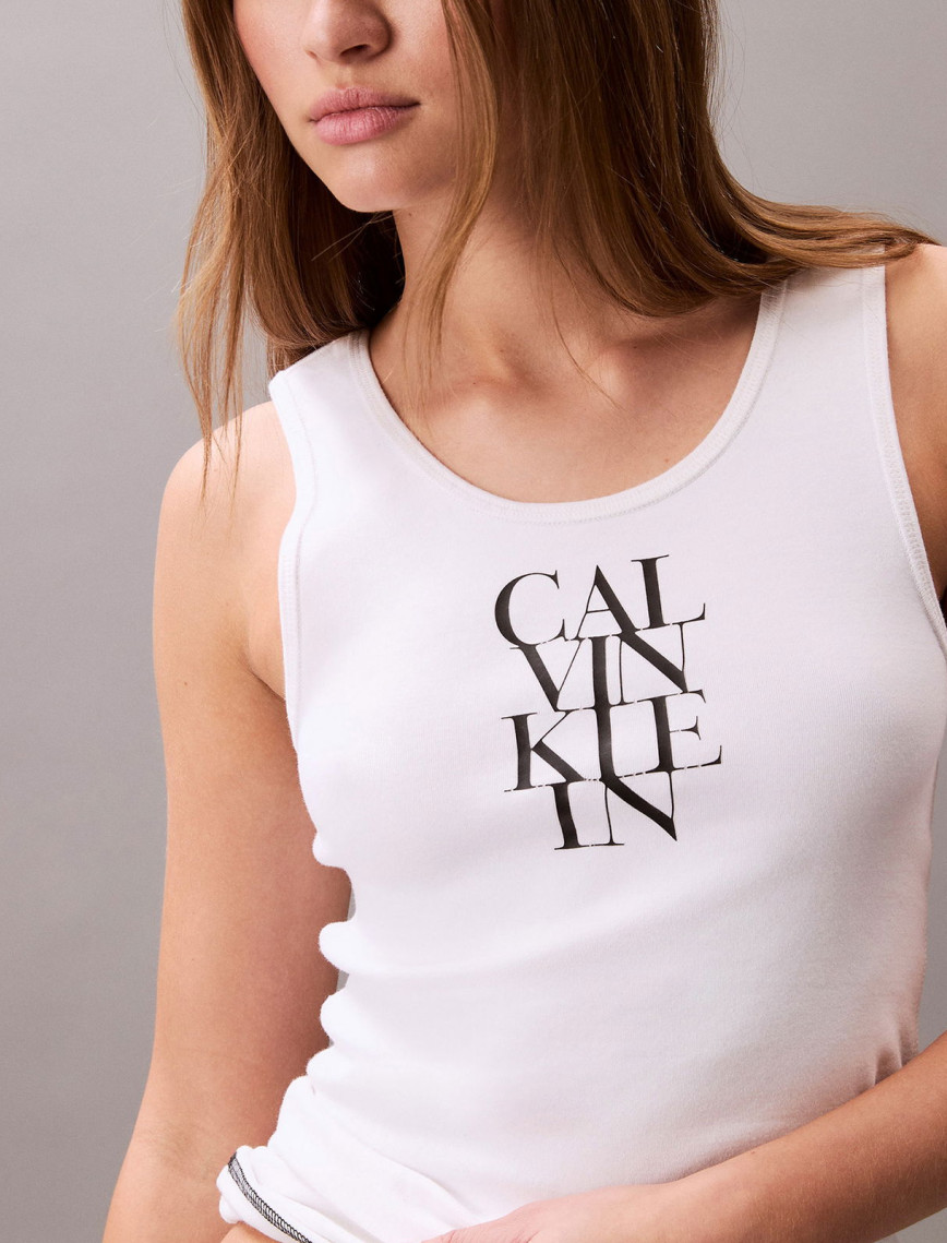 Calvin Klein Cotton Solid Tank Kadın Beyaz T-Shirt Calvin Klein Cotton Solid Tank Kadın Beyaz T-Shirt