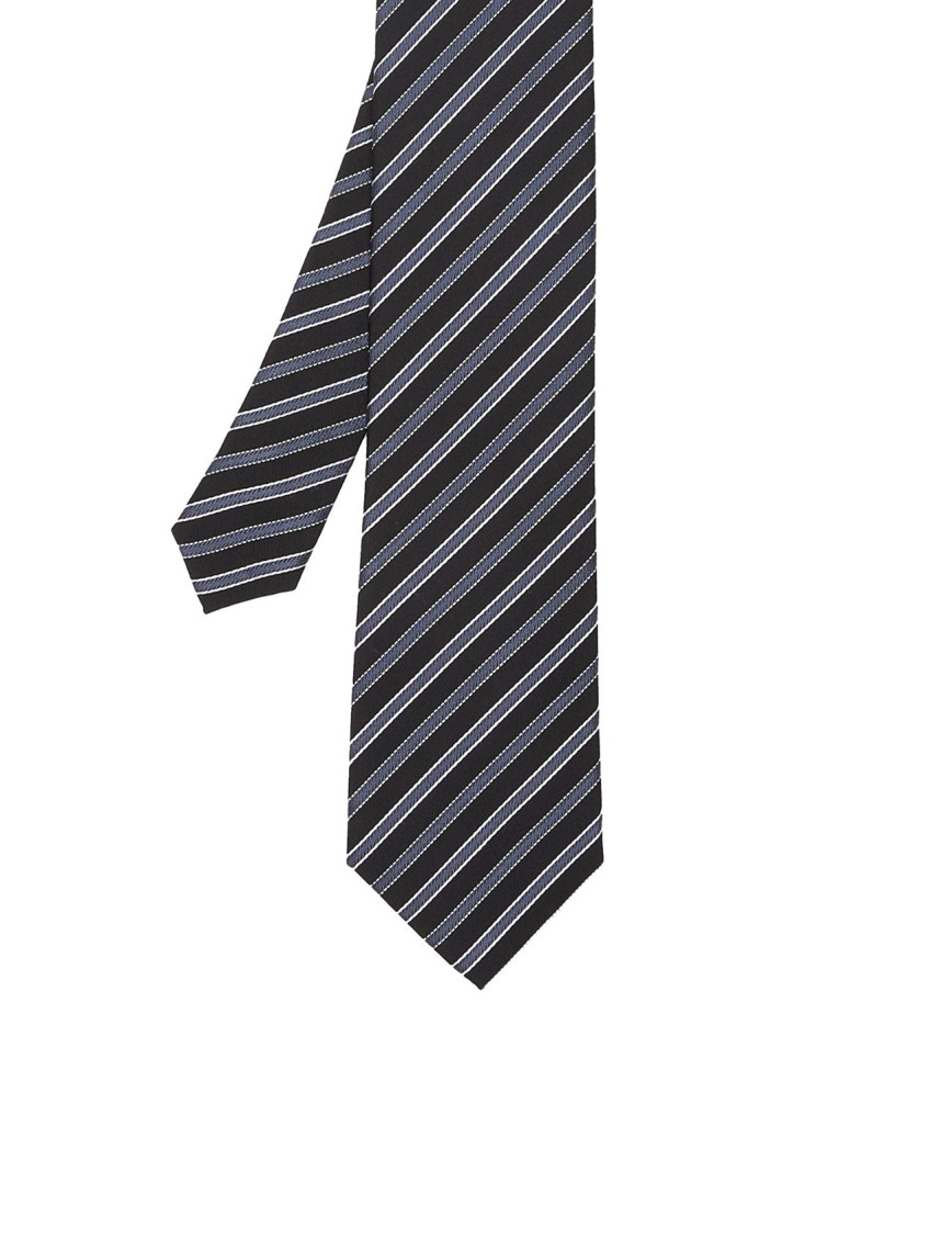 Network Erkek Siyah Çizgili İpek Kravat Network Erkek Siyah Çizgili İpek Kravat
