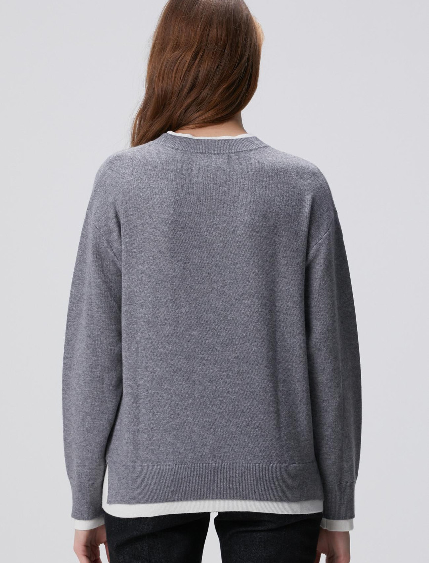 Network Kadın Açık Gri Melanj Yün Karışımlı Oversize Triko Kazak Network Kadın Açık Gri Melanj Yün Karışımlı Oversize Triko Kazak